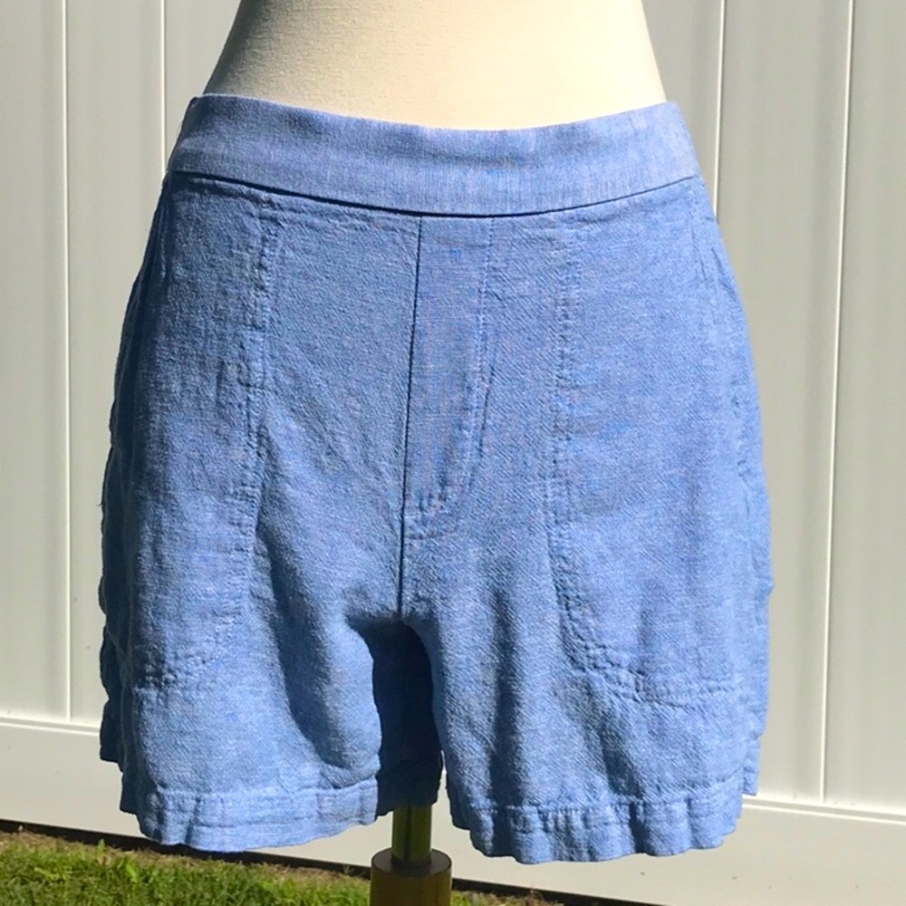 Banana Republic Light Blue High-Waisted Linen Blend Pull On Shorts Size XS